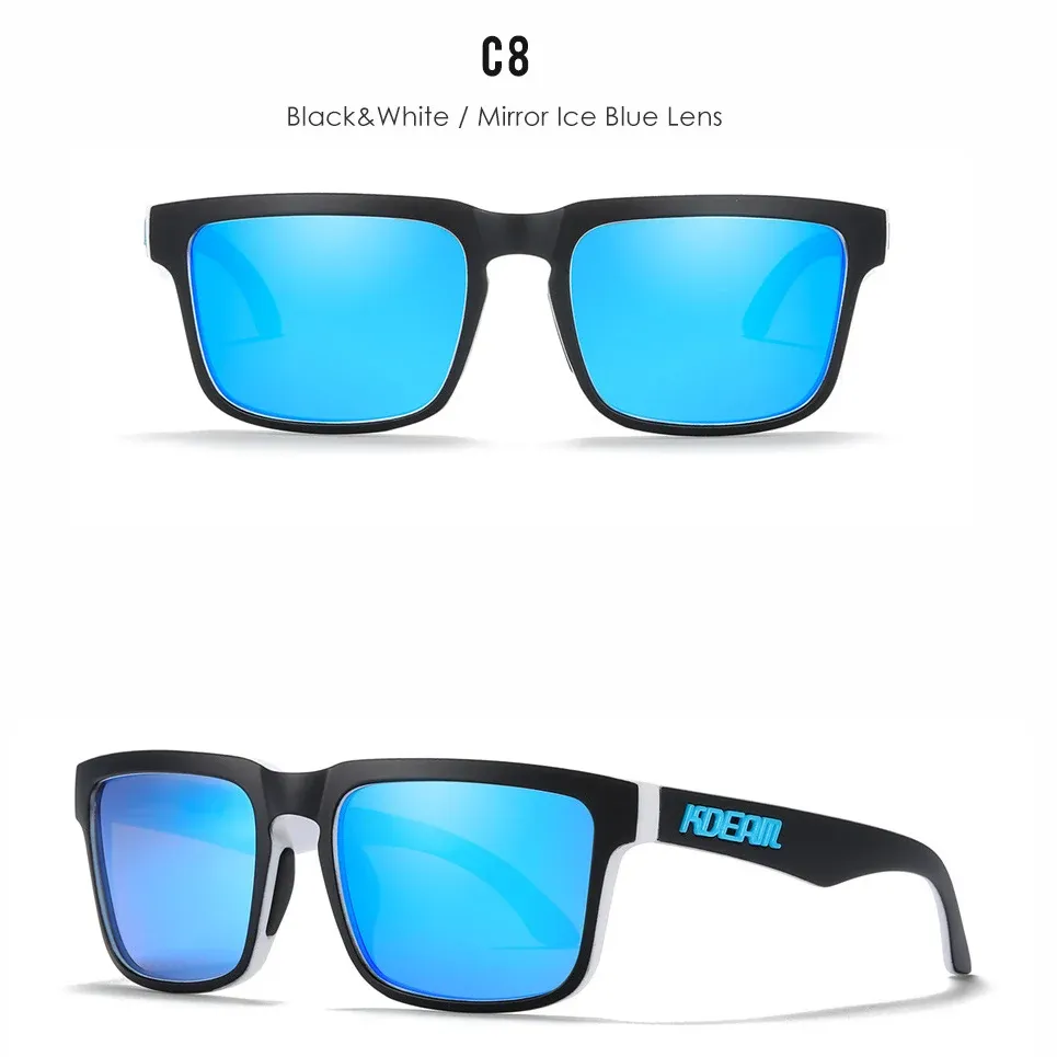 Lunettes de soleil carrées KDEAM pour homme, polarisées, sport, verres miroir 33
