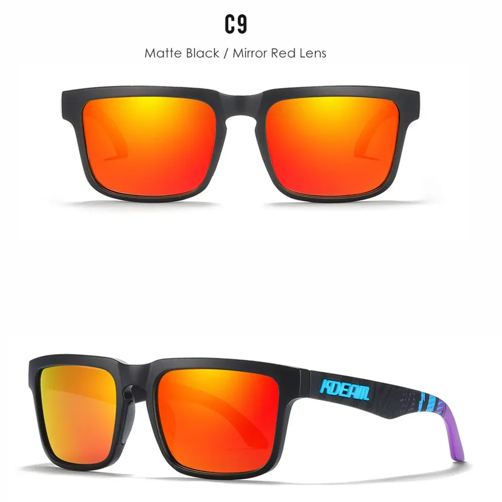 Lunettes de soleil carrées KDEAM pour homme, polarisées, sport, verres miroir 32