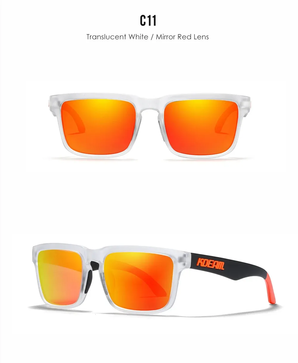 Lunettes de soleil carrées KDEAM pour homme, polarisées, sport, verres miroir 30