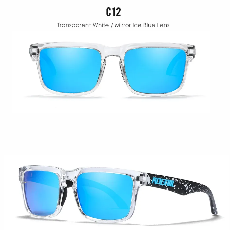 Lunettes de soleil carrées KDEAM pour homme, polarisées, sport, verres miroir 29