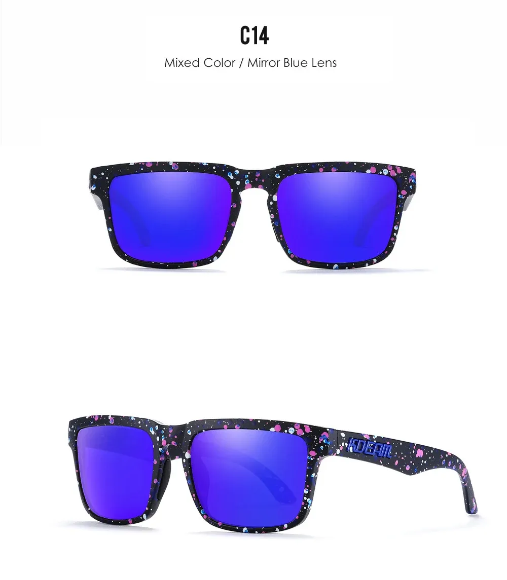 Lunettes de soleil carrées KDEAM pour homme, polarisées, sport, verres miroir 27
