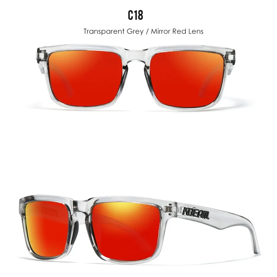 Lunettes de soleil carrées KDEAM pour homme, polarisées, sport, verres miroir 23