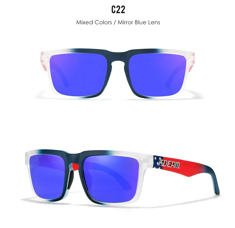 Lunettes de soleil carrées KDEAM pour homme, polarisées, sport, verres miroir 19