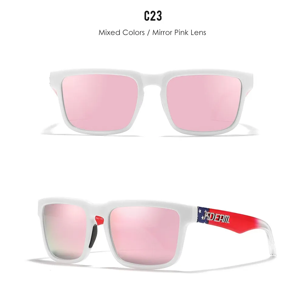 Lunettes de soleil carrées KDEAM pour homme, polarisées, sport, verres miroir 18