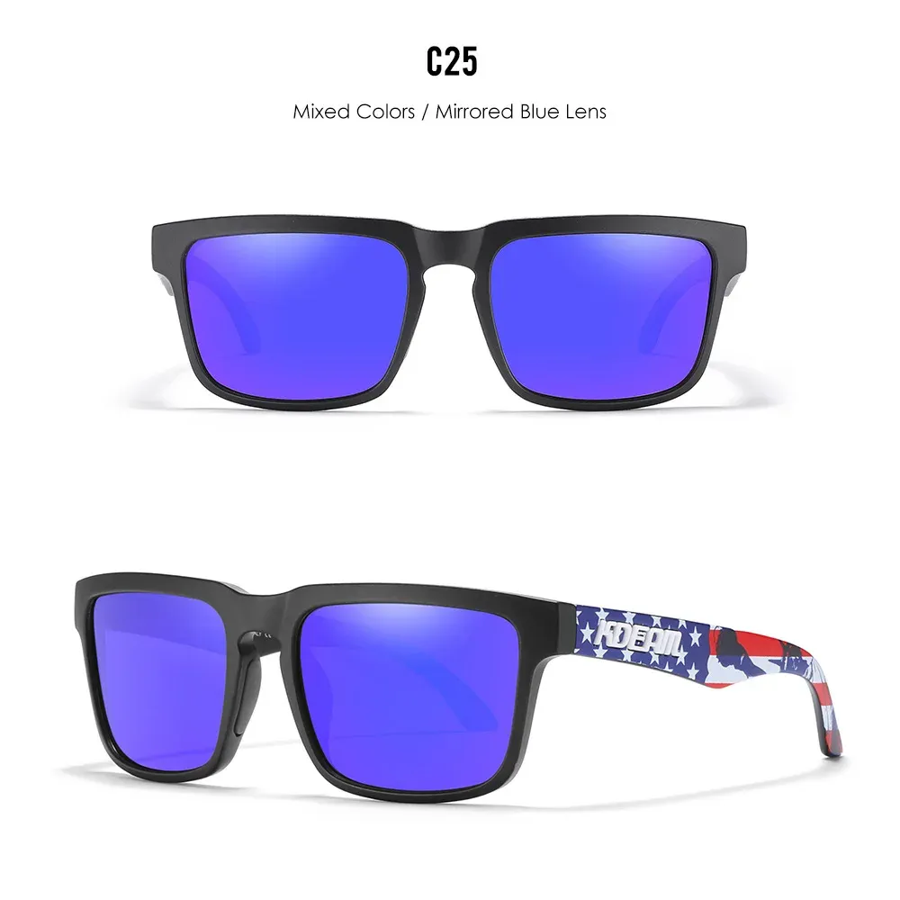 Lunettes de soleil carrées KDEAM pour homme, polarisées, sport, verres miroir 16