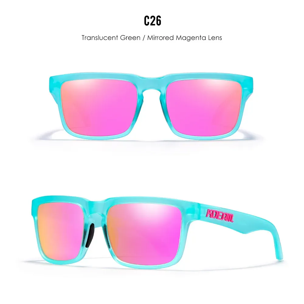 Lunettes de soleil carrées KDEAM pour homme, polarisées, sport, verres miroir 14