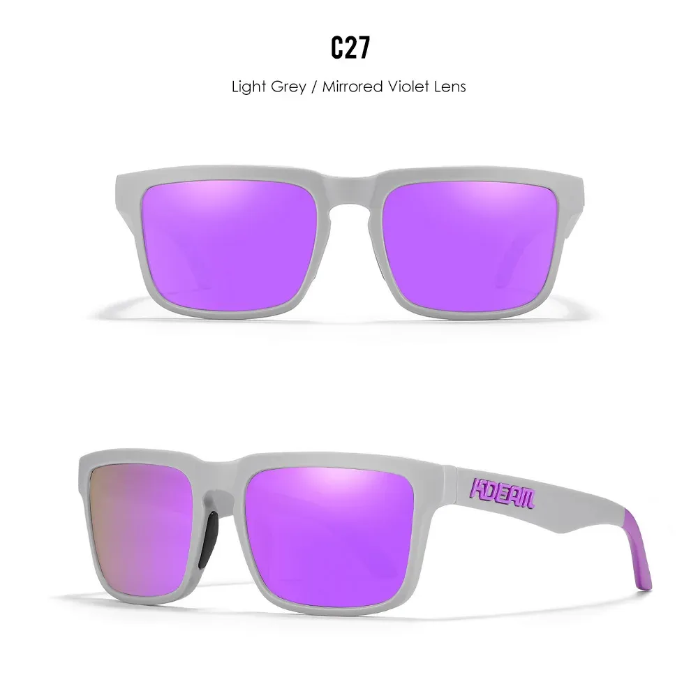 Lunettes de soleil carrées KDEAM pour homme, polarisées, sport, verres miroir 13