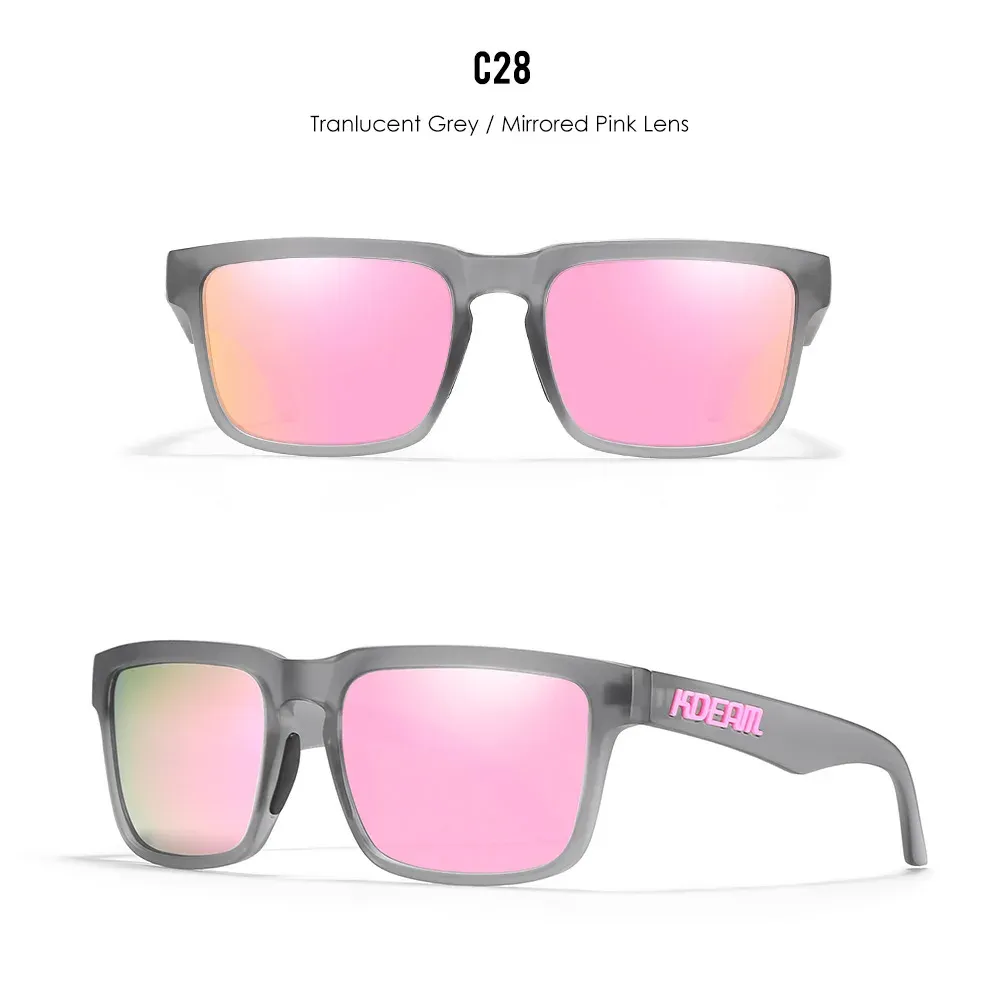 Lunettes de soleil carrées KDEAM pour homme, polarisées, sport, verres miroir 11