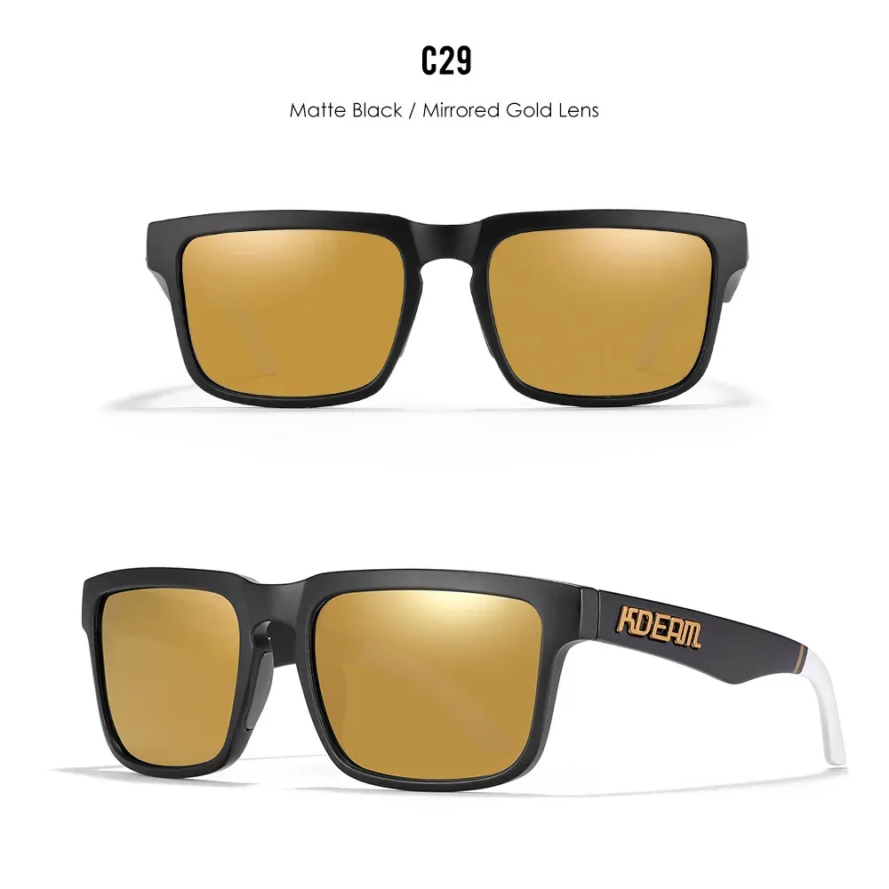 Lunettes de soleil carrées KDEAM pour homme, polarisées, sport, verres miroir 10