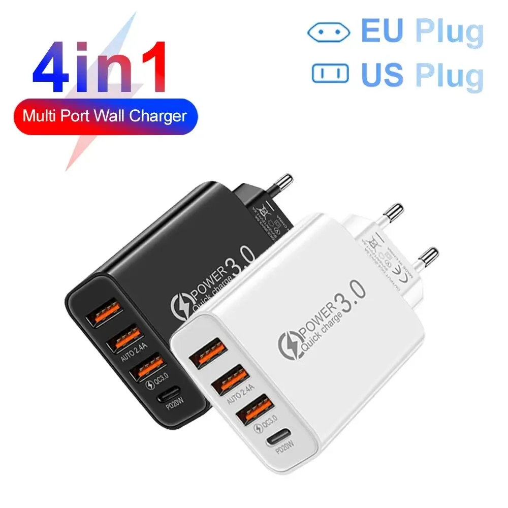 Chargeur mural multi-ports 20 W avec USB-C Power Delivery, compatible smartphones Xiaomi, iPhone et Samsung - Image 1