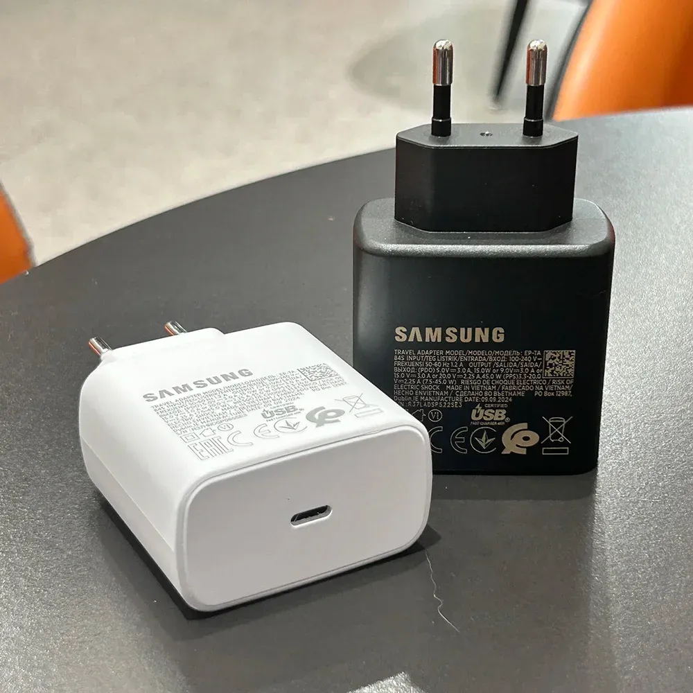 Chargeur Samsung 45 W à charge rapide PD avec adaptateur UE et câble USB Type-C 5 A, compatible Galaxy S25 Ultra, S25+, S25 FE, S24, S23, S22, A56, A55, A36 et A17 2