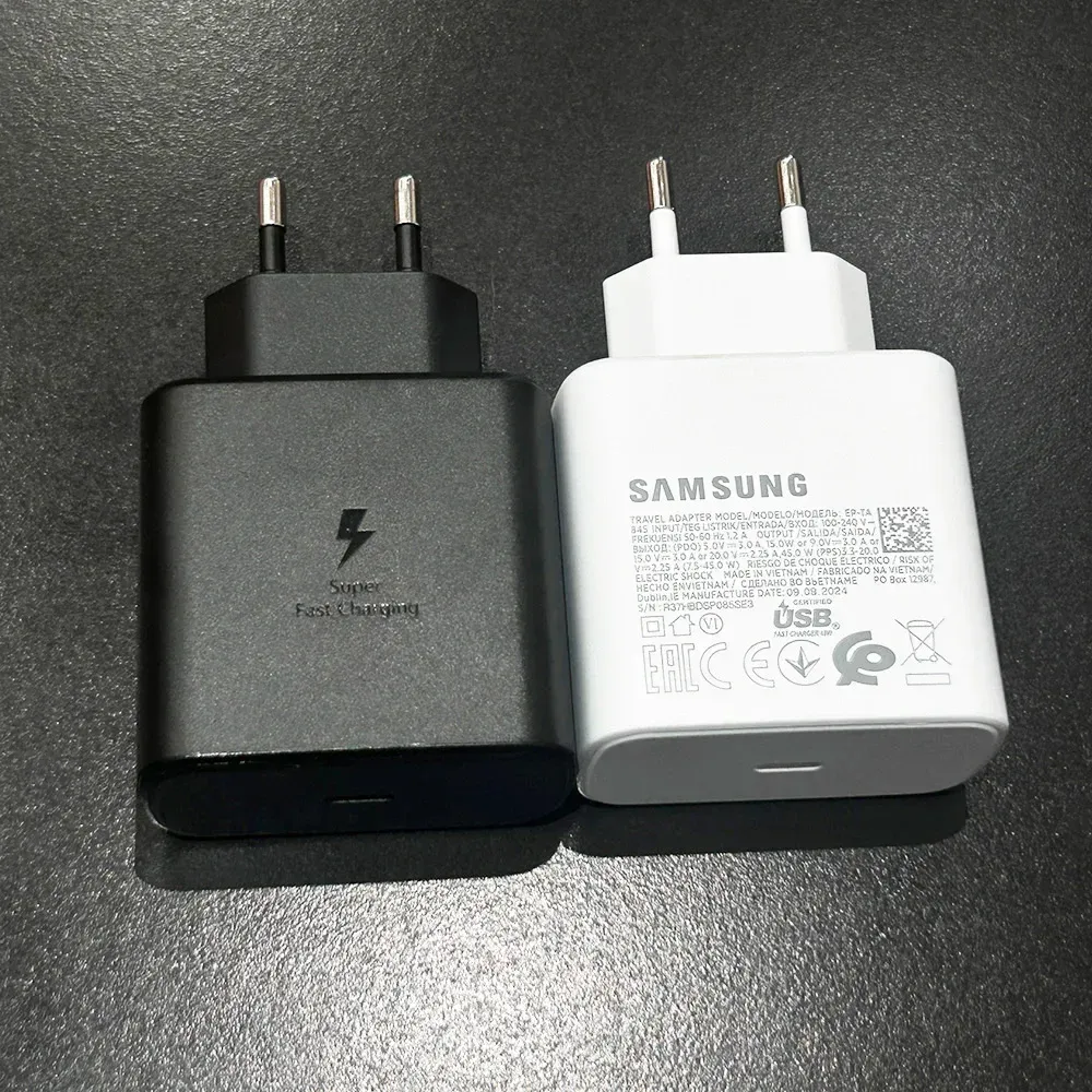 Chargeur Samsung 45 W à charge rapide PD avec adaptateur UE et câble USB Type-C 5 A, compatible Galaxy S25 Ultra, S25+, S25 FE, S24, S23, S22, A56, A55, A36 et A17 4