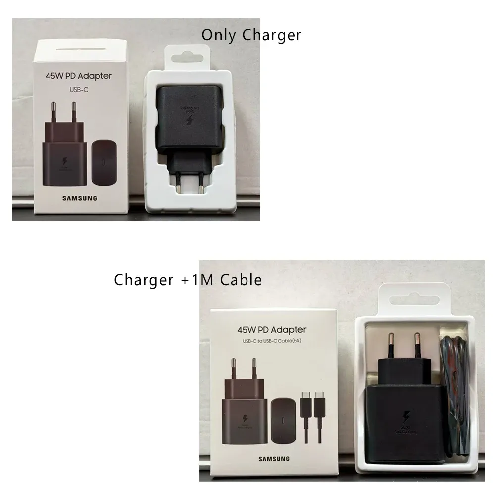 Chargeur Samsung 45 W à charge rapide PD avec adaptateur UE et câble USB Type-C 5 A, compatible Galaxy S25 Ultra, S25+, S25 FE, S24, S23, S22, A56, A55, A36 et A17 5