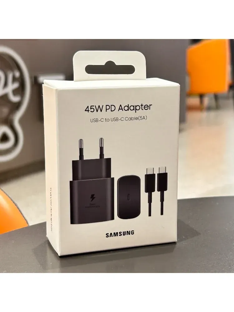 Chargeur Samsung 45 W à charge rapide PD avec adaptateur UE et câble USB Type-C 5 A, compatible Galaxy S25 Ultra, S25+, S25 FE, S24, S23, S22, A56, A55, A36 et A17 8