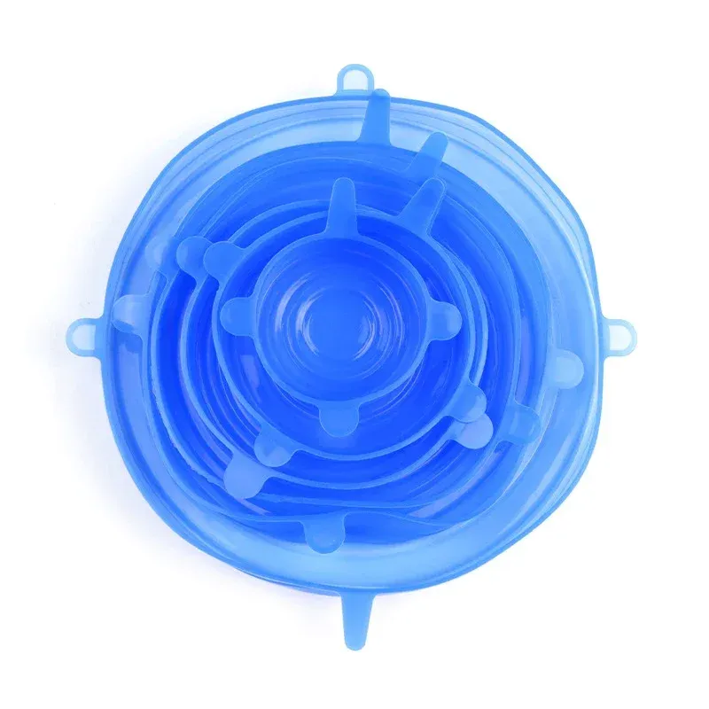 Couvercles extensibles en silicone pour bols, couvercles réutilisables pour conserver les aliments frais, couvercle rétractable multifonctionnel, lot de 6 7