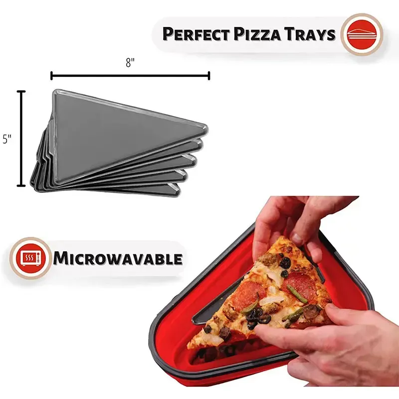 Boîte à pizza pliable en silicone de qualité alimentaire, boîte triangulaire réutilisable pour bébé, contenant de rangement pour aliments 5