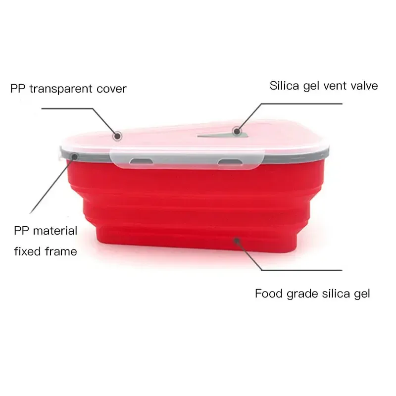 Boîte à pizza pliable en silicone de qualité alimentaire, boîte triangulaire réutilisable pour bébé, contenant de rangement pour aliments 6