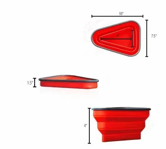 Boîte à pizza en silicone, détail de la forme triangulaire