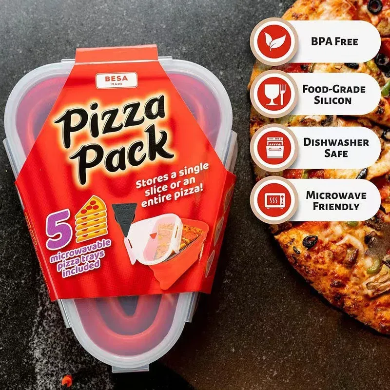Boîte à pizza pliante en silicone triangulaire, vue d'ensemble