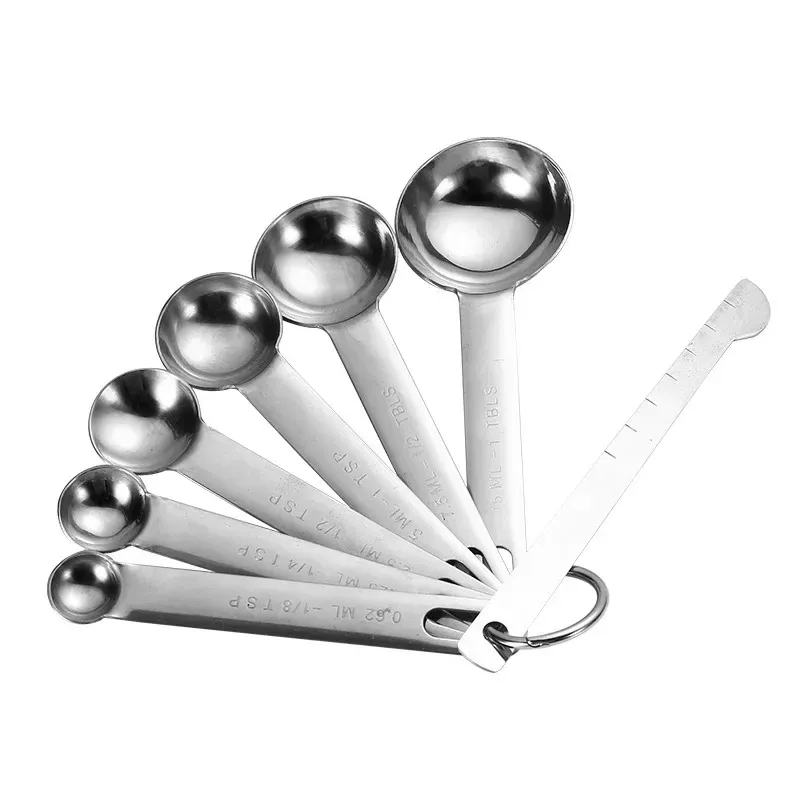 Ensemble de cuillères doseuses en acier inoxydable, 4/6/7/8 pièces, avec règle graduée 9
