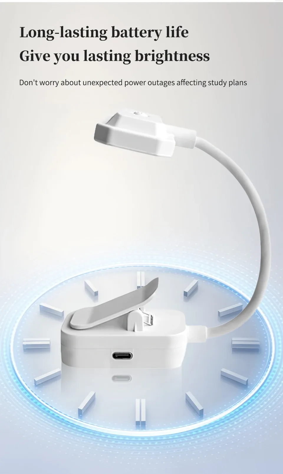 Lampe de lecture LED, vue d'ensemble