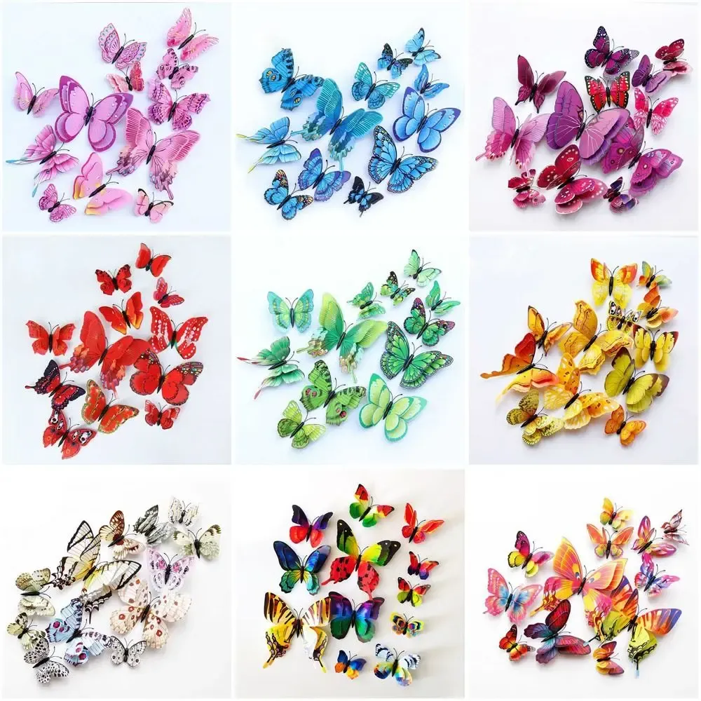 Autocollants papillons 3D universels, lot de 30, stickers muraux colorés pour décoration de maison, mariage et bureau 2