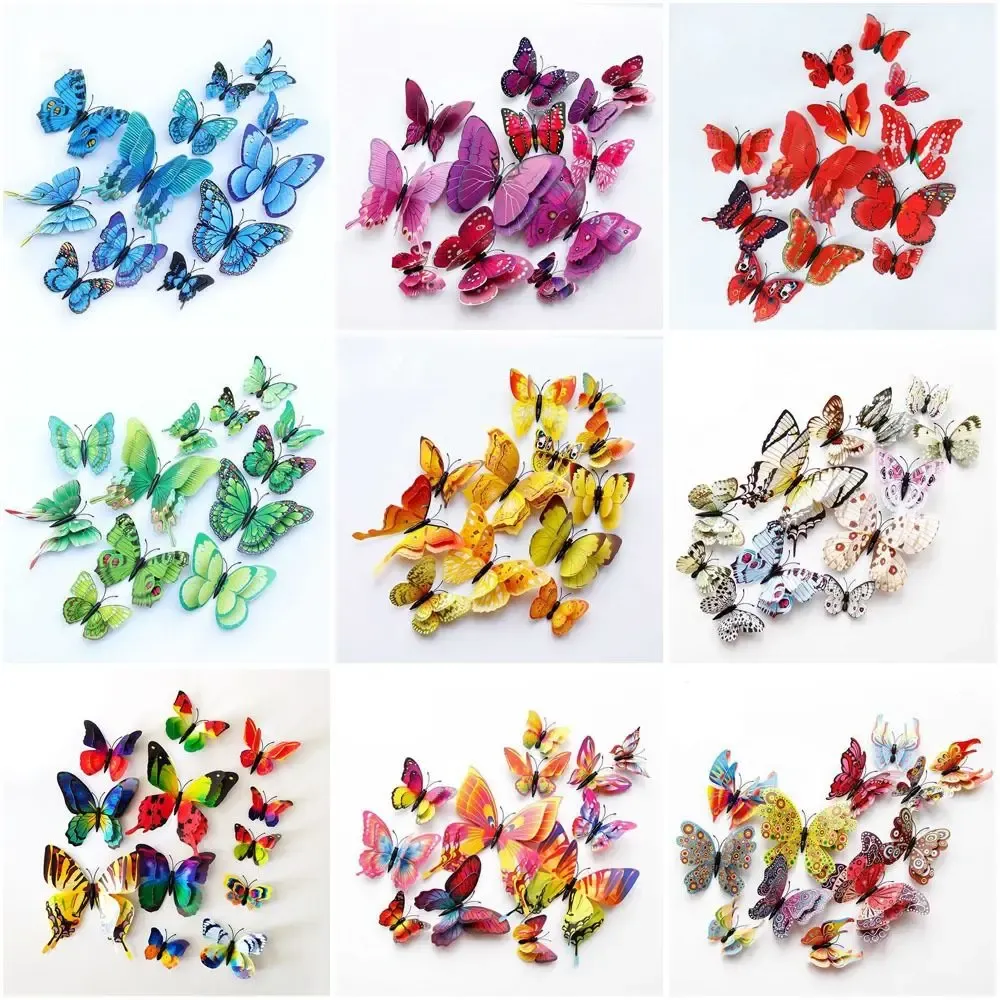 Autocollants papillons 3D colorés posés sur un mur