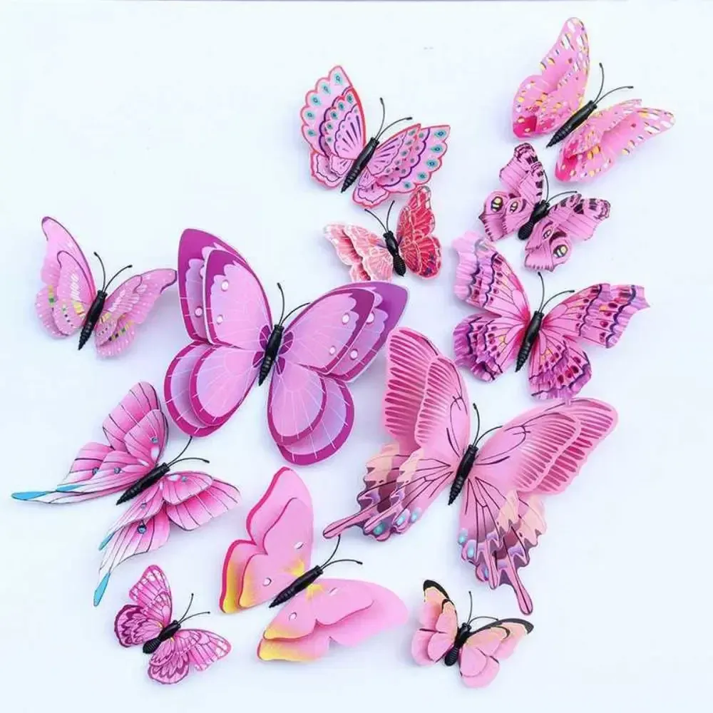 Autocollants papillons 3D universels, lot de 30, stickers muraux colorés pour décoration de maison, mariage et bureau 7