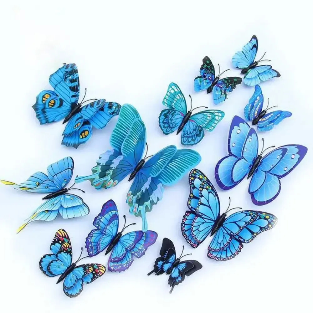 Autocollants papillons 3D universels, lot de 30, stickers muraux colorés pour décoration de maison, mariage et bureau 8