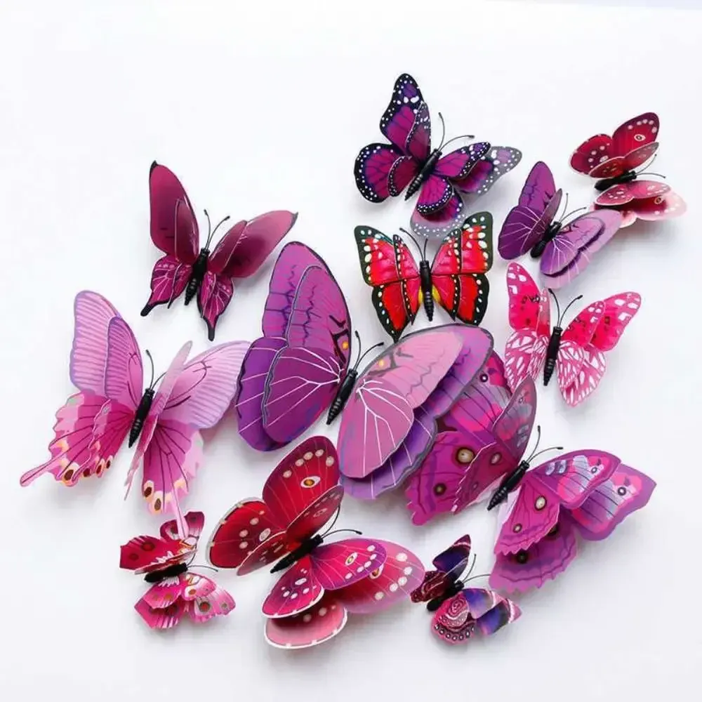 Autocollants papillons 3D universels, lot de 30, stickers muraux colorés pour décoration de maison, mariage et bureau 9