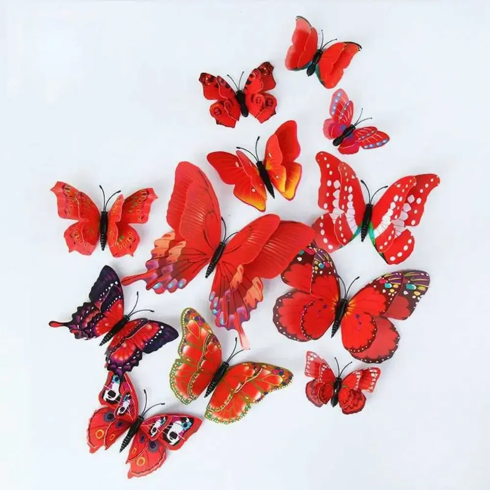 Autocollants papillons 3D universels, lot de 30, stickers muraux colorés pour décoration de maison, mariage et bureau 10