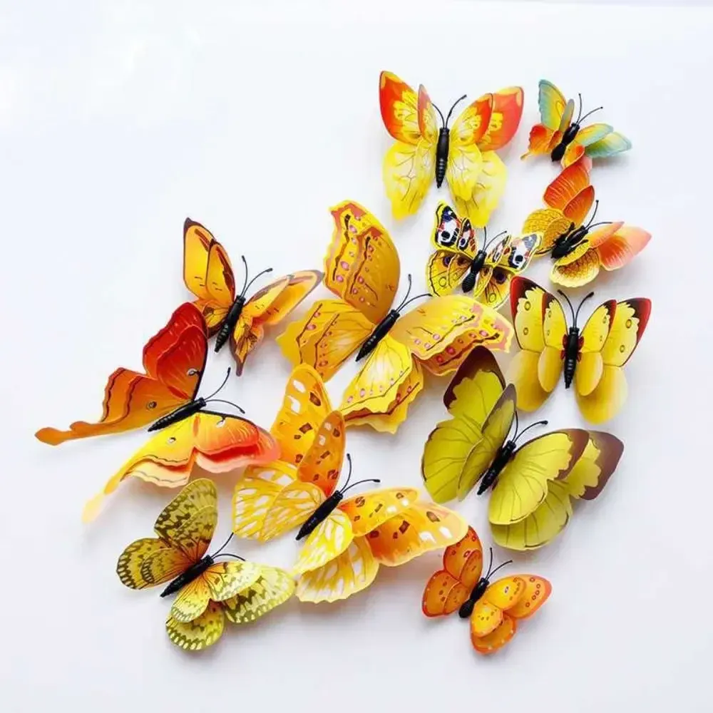 Autocollants papillons 3D universels, lot de 30, stickers muraux colorés pour décoration de maison, mariage et bureau 14