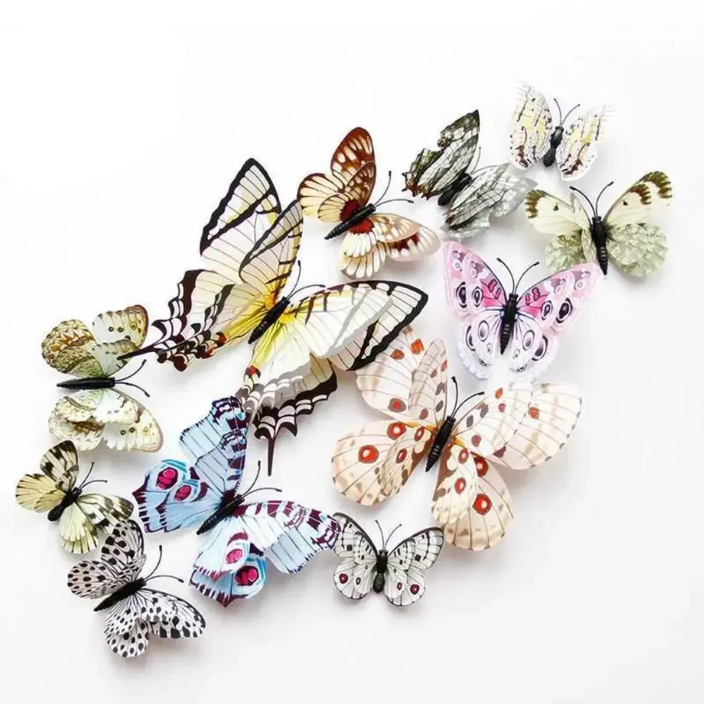 Autocollants papillons 3D universels, lot de 30, stickers muraux colorés pour décoration de maison, mariage et bureau 15