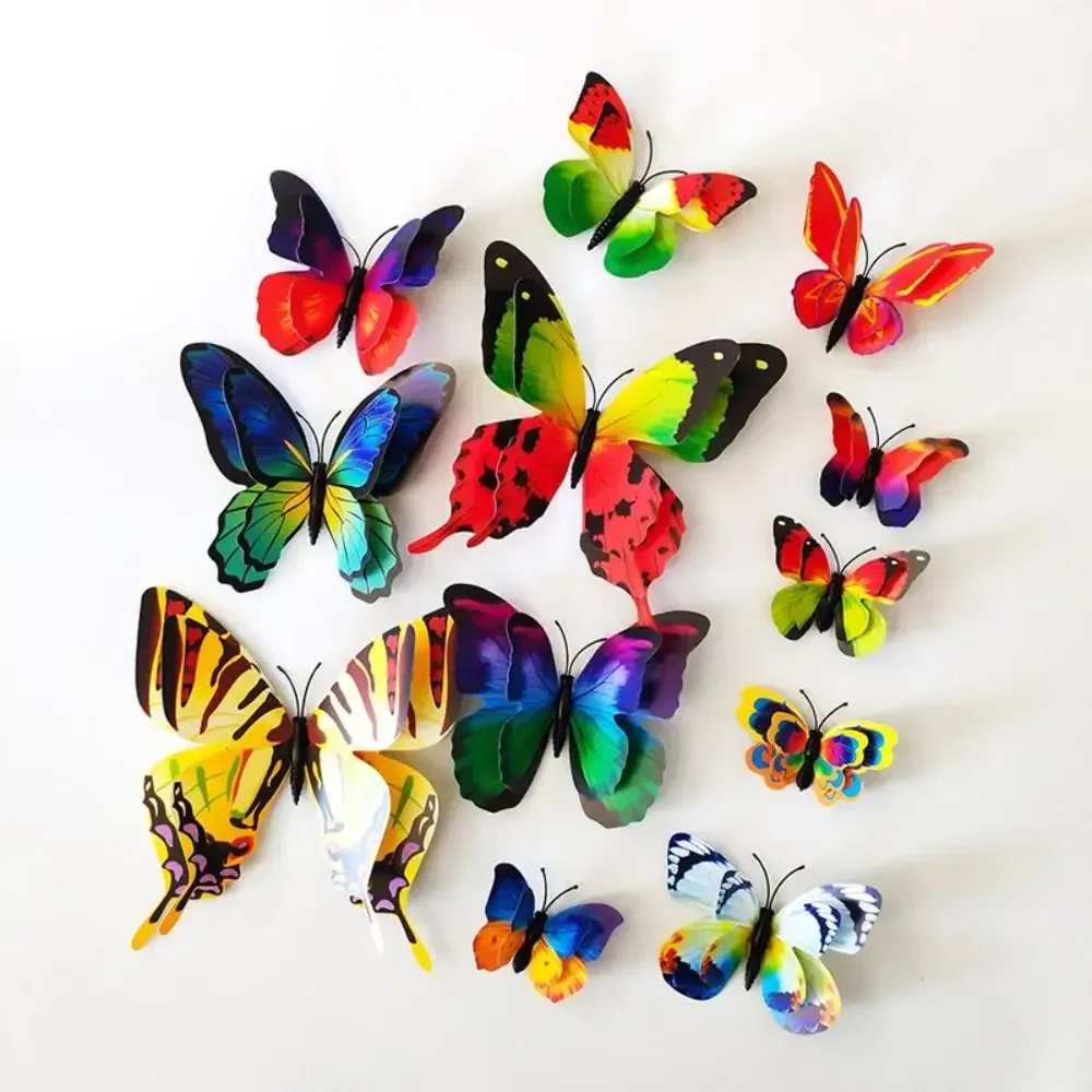 Autocollants papillons 3D universels, lot de 30, stickers muraux colorés pour décoration de maison, mariage et bureau 16