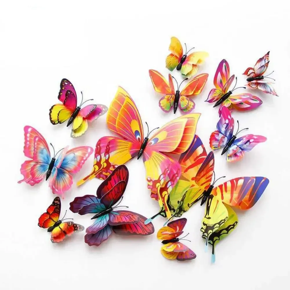 Autocollants papillons 3D universels, lot de 30, stickers muraux colorés pour décoration de maison, mariage et bureau 11