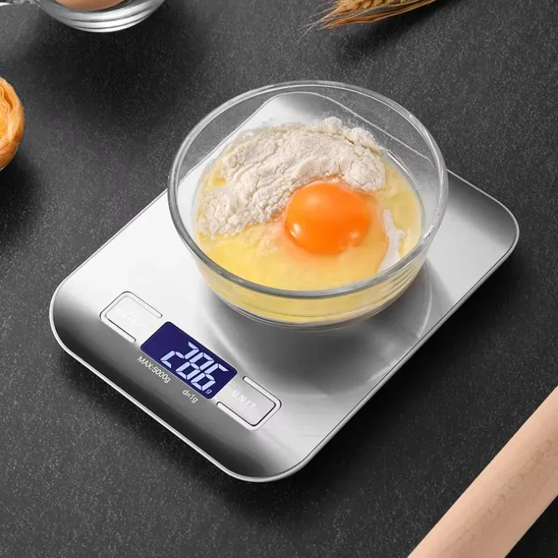 Balance alimentaire numérique multifonction 5 kg / 1 g, écran LCD, acier inoxydable étanche