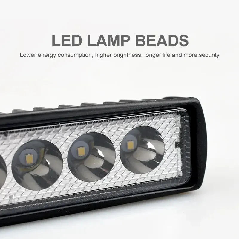 Phare de travail universel pour voiture, haute luminosité et budget maîtrisé, pour véhicules tout-terrain et camions, feu antibrouillard et feu de conduite DRL, 18 W, 6 LED, 12 V 2