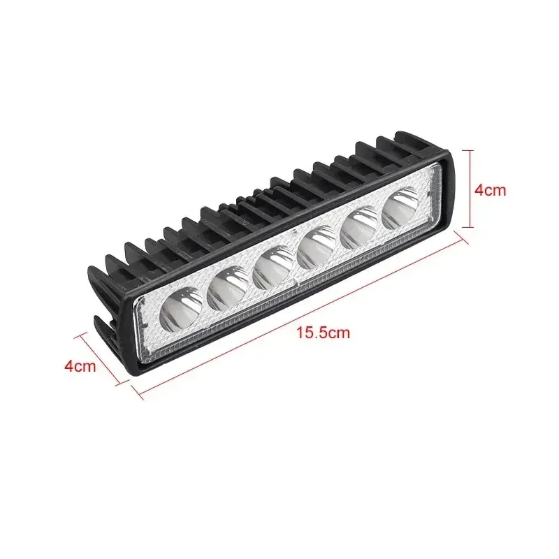 Phare de travail universel pour voiture, haute luminosité et budget maîtrisé, pour véhicules tout-terrain et camions, feu antibrouillard et feu de conduite DRL, 18 W, 6 LED, 12 V 5