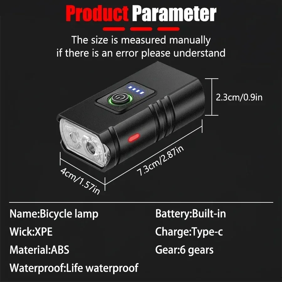 Lampe avant de vélo LED T6 rechargeable par USB, 1000 lumens, pour VTT et vélo de route, phare cyclisme compact 6