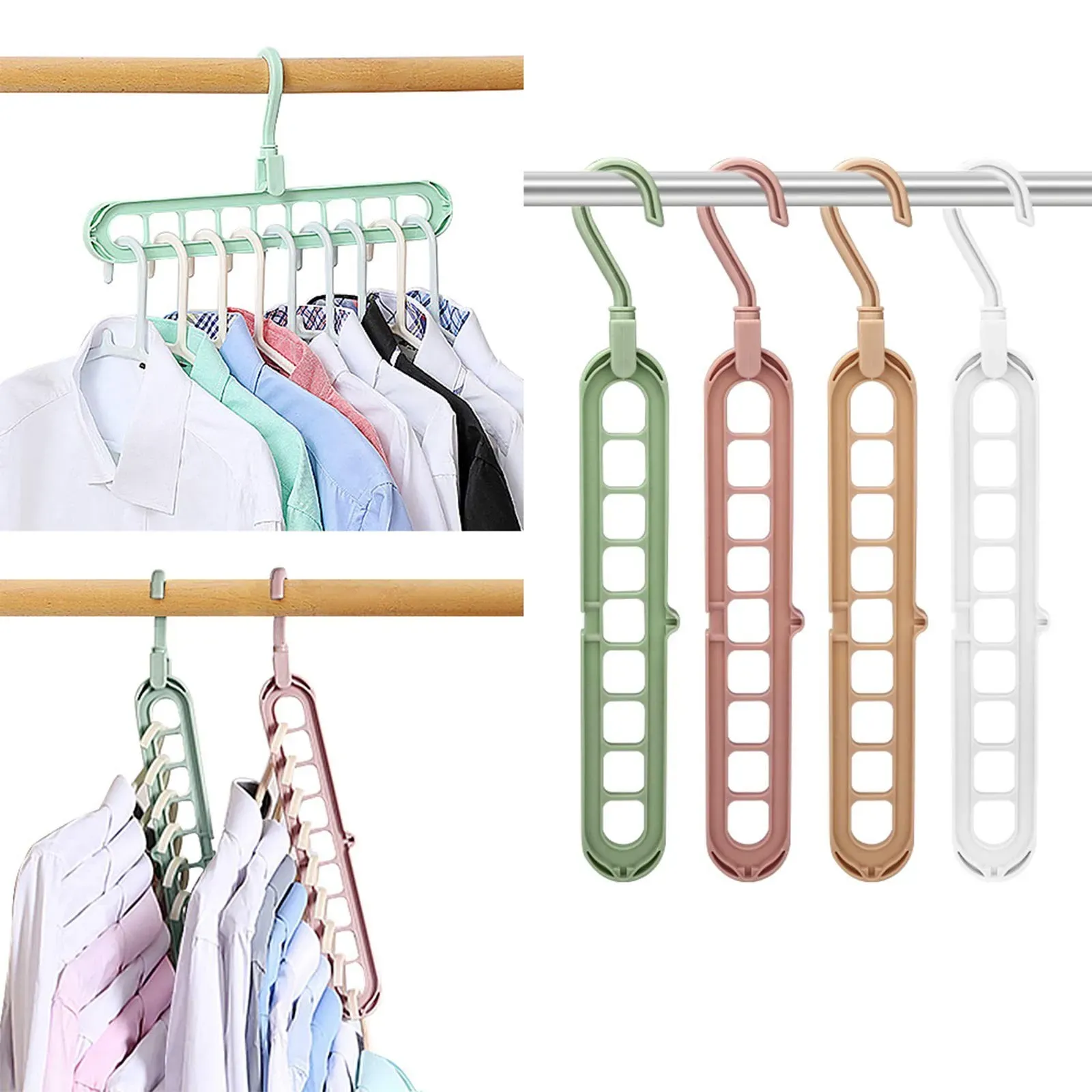 Lot de 3 cintres magiques gain de place, organisateur de placard intelligent, cintres en cascade pour vêtements, cintres premium pour chemises, pantalons et robes - Image 1