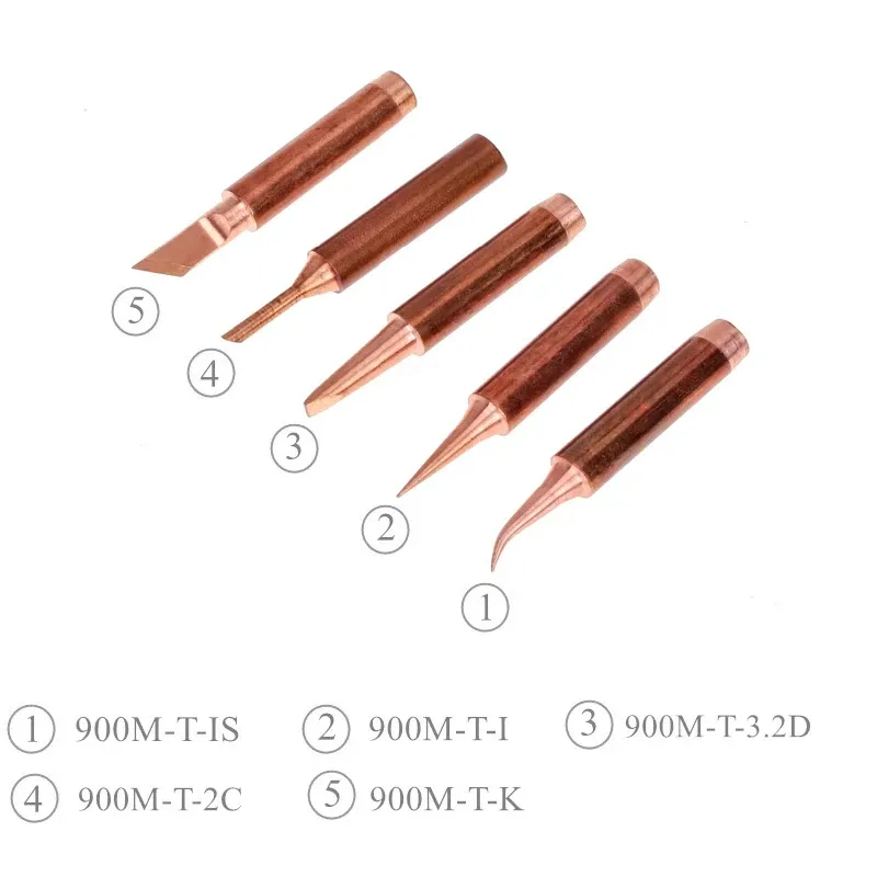 Panne de fer à souder en cuivre pur 900M-T, lot de 5, pointes sans plomb, tête de soudage, outils de soudage BGA, fer à marquer 3