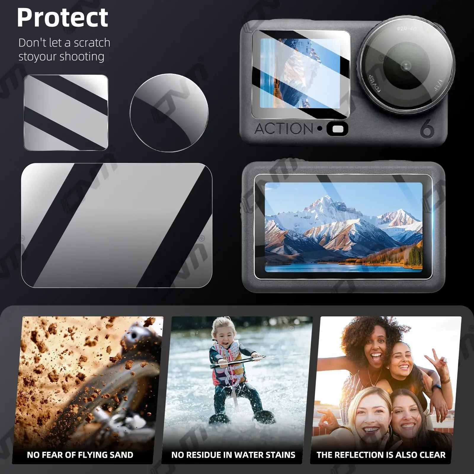 Protection d'objectif et d'écran pour DJI Osmo Action 6 - Verre trempé 9H, film anti-rayures pour caméra 6