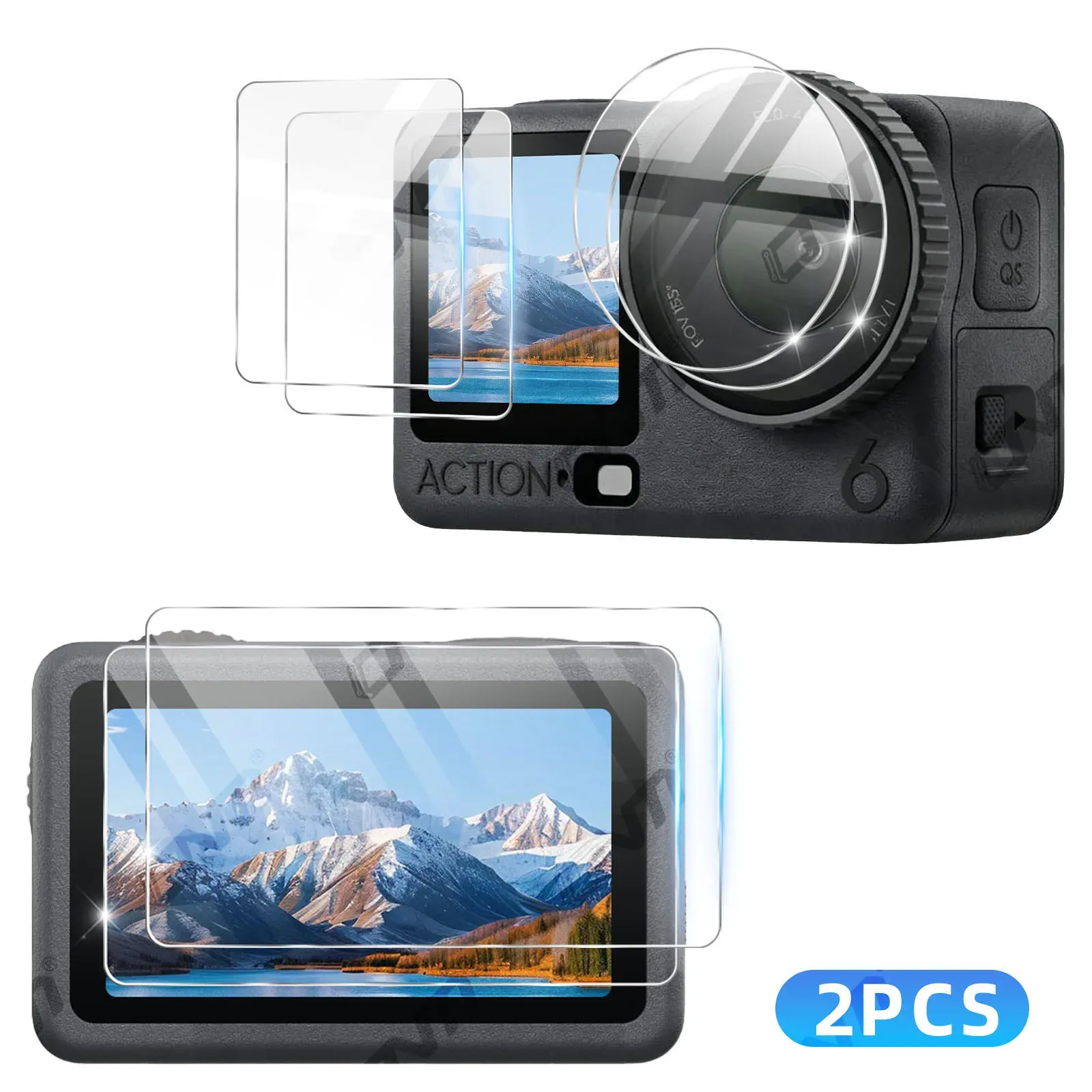 Protection d'objectif et d'écran pour DJI Osmo Action 6 - Verre trempé 9H, film anti-rayures pour caméra 8