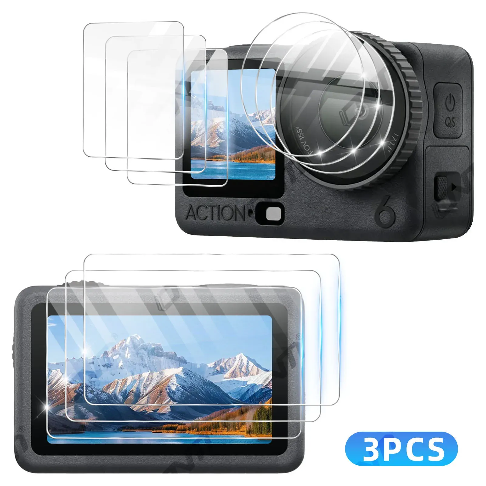 Protection d'objectif et d'écran pour DJI Osmo Action 6 - Verre trempé 9H, film anti-rayures pour caméra 9