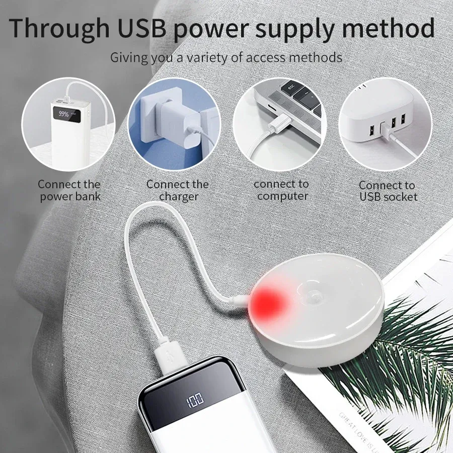 Détecteur de mouvement rechargeable à LED, lot de 1, 2 ou 4 pièces, veilleuse décorative pour mur, chambre, placards de cuisine et chambre d'enfant 3