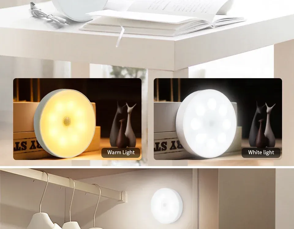 Veilleuse LED installée sous un meuble