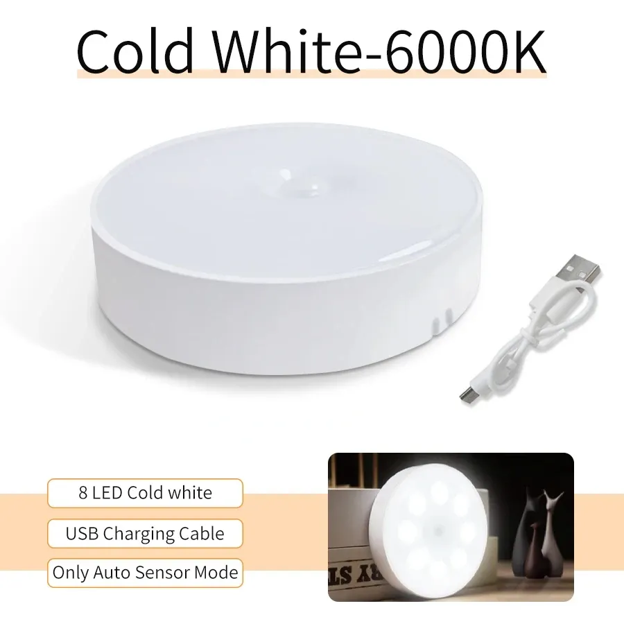 Détecteur de mouvement rechargeable à LED, lot de 1, 2 ou 4 pièces, veilleuse décorative pour mur, chambre, placards de cuisine et chambre d'enfant 8