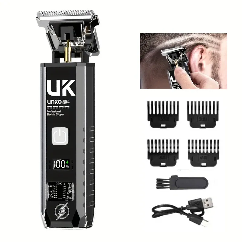Tondeuse à cheveux électrique T9 portable, rechargeable par USB, lame en acier inoxydable, rasoir à écartement nul, cadeau pour homme 9