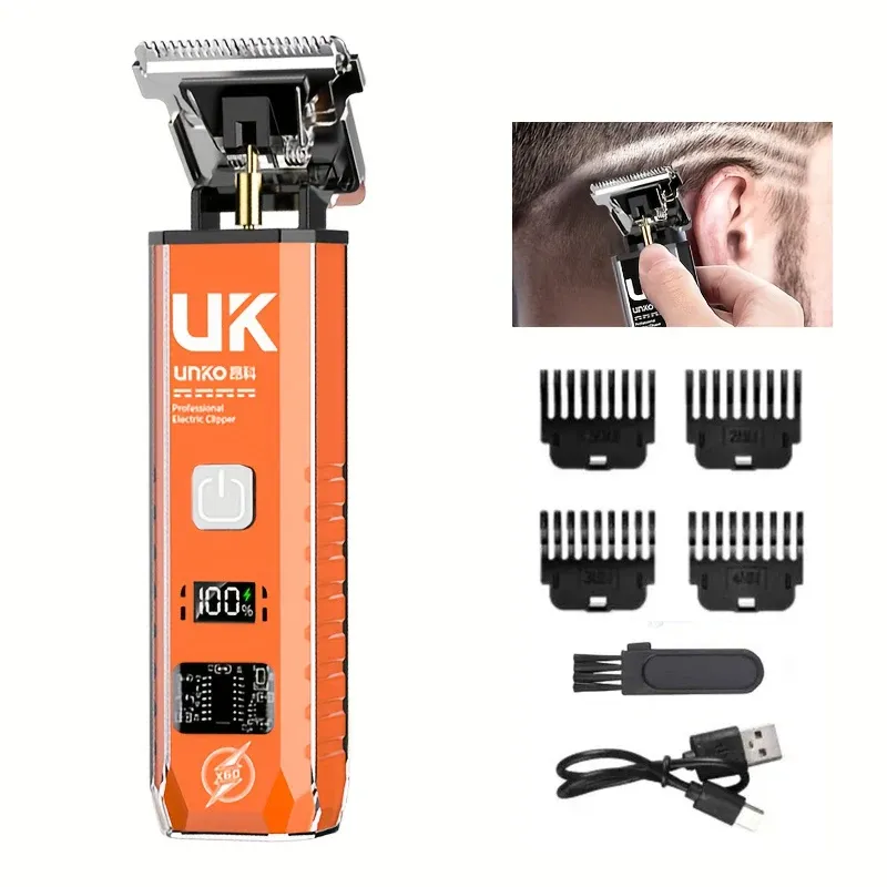 Tondeuse à cheveux électrique T9 portable, rechargeable par USB, lame en acier inoxydable, rasoir à écartement nul, cadeau pour homme 12