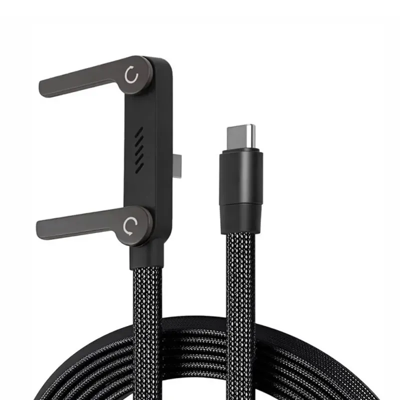 Câble de charge rapide PD 240 W USB-C vers USB-C avec support pliable pour téléphone, compatible iPhone 15, Xiaomi et Huawei 8